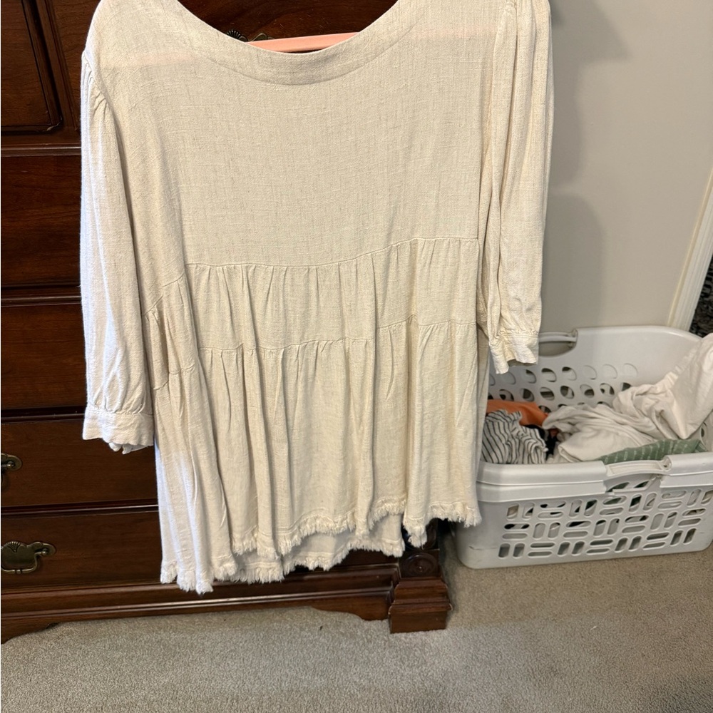 Umgee Cream Tiered Peasant Tunic